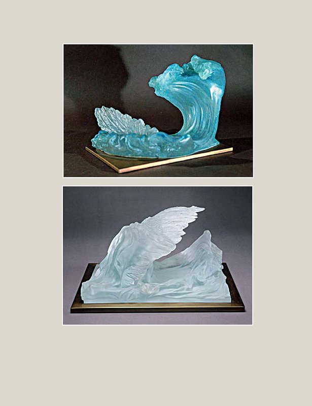 IKARŮV PÁD I, tavené broušené sklo, 2000 IKARŮV PÁD II, tavené broušené sklo, 2004